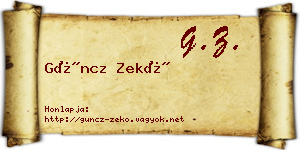 Güncz Zekő névjegykártya